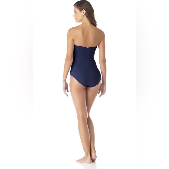 NWT Anne Cole Standard Twist Front Shirred One Piece Swimsuit Size 14 - Picture 2 of 6